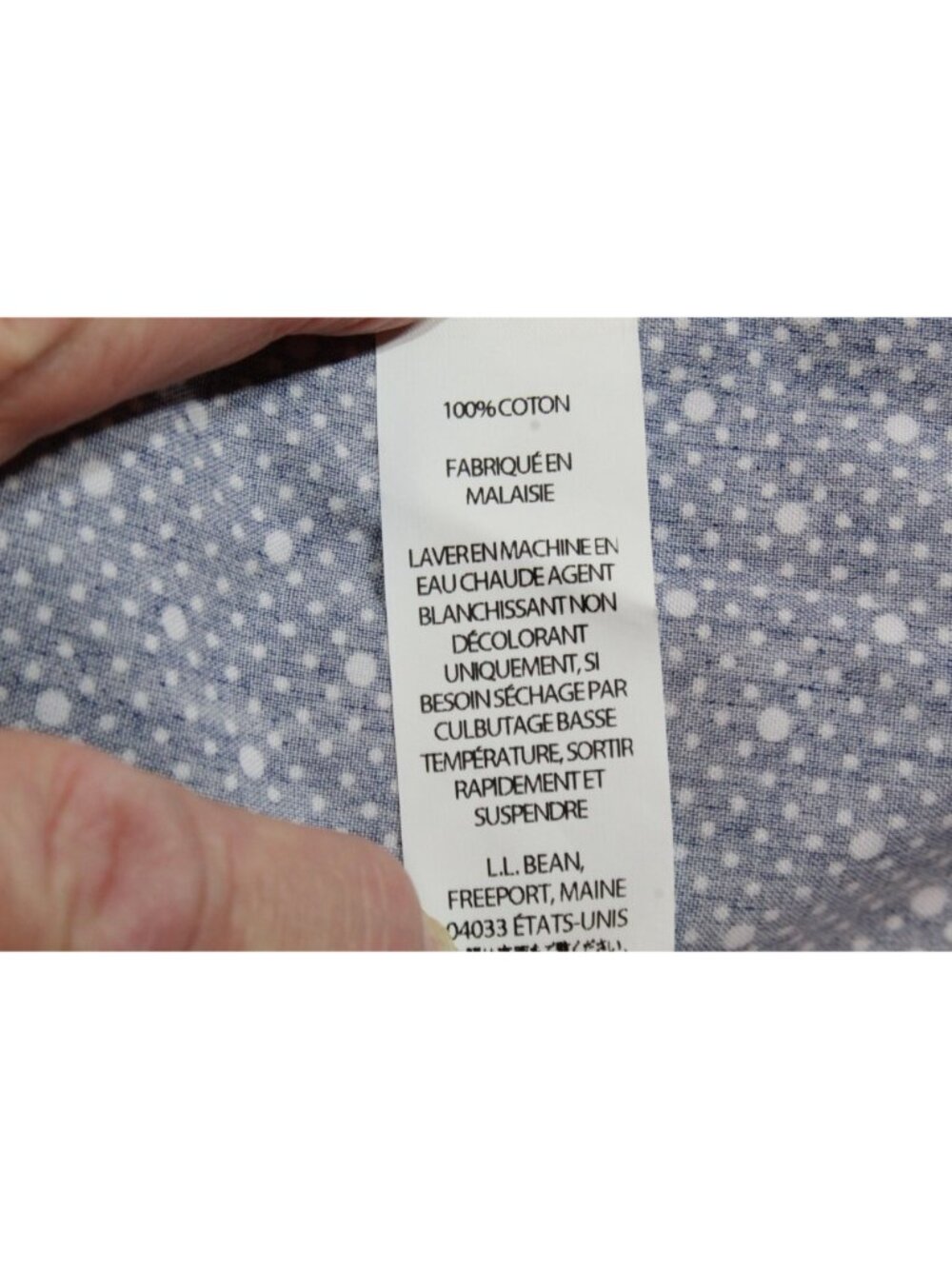 LL Bean Blue Polka Dot Button Down Shirt Wrinkle Free 100% Cotton XXS - Picture 13 of 14